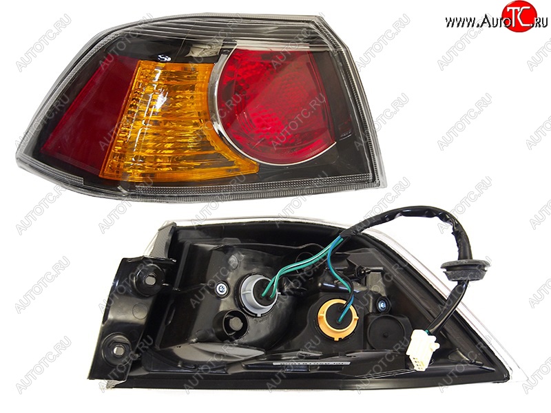2 899 р. Левый задний фонарь SAT (черный) Mitsubishi Lancer 10 CY седан дорестайлинг (2007-2010)  с доставкой в г. Пермь