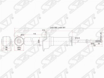 2 359 р. Амортизатор задний SAT (установка на левую или правую сторону) Mitsubishi Lancer 10 CY седан рестайлинг (2011-2017)  с доставкой в г. Пермь. Увеличить фотографию 2