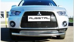 19 549 р. Защита переднего бампера (2 трубыØ76 и 42 мм, нержавейка) SLITKOFF  Mitsubishi Outlander  XL (2010-2013) (CW)  рестайлинг  с доставкой в г. Пермь. Увеличить фотографию 2