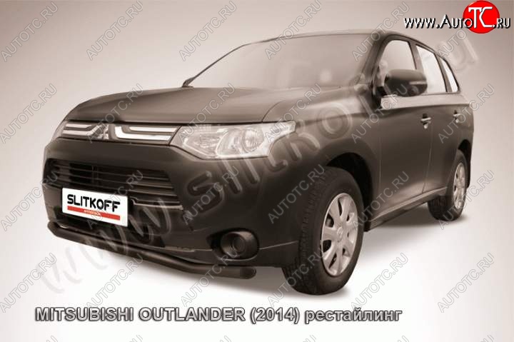 10 599 р. защита переднего бампера Slitkoff (57 мм)  Mitsubishi Outlander  GF (2014-2016) 1-ый рестайлинг (Цвет: серебристый)  с доставкой в г. Пермь