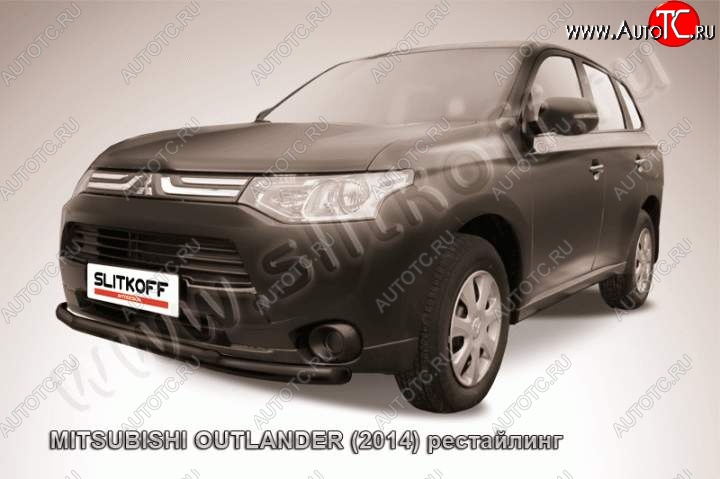 9 899 р. Защита переднего бампера Slitkoff (Ø57 и 42)  Mitsubishi Outlander  GF (2014-2016) 1-ый рестайлинг (Цвет: серебристый)  с доставкой в г. Пермь