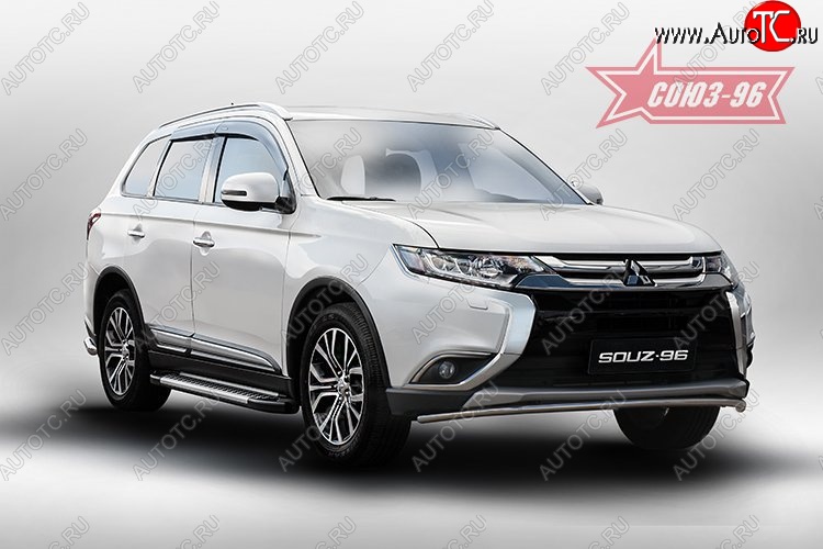 9 404 р. Защита переднего бампера Souz-96 (d42) Mitsubishi Outlander GF 2-ой рестайлинг (2015-2018)  с доставкой в г. Пермь