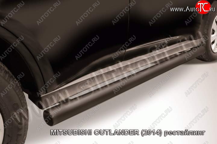 9 899 р. Защита порогов Slitkoff  Mitsubishi Outlander  GF (2014-2016) 1-ый рестайлинг (Цвет: серебристый)  с доставкой в г. Пермь