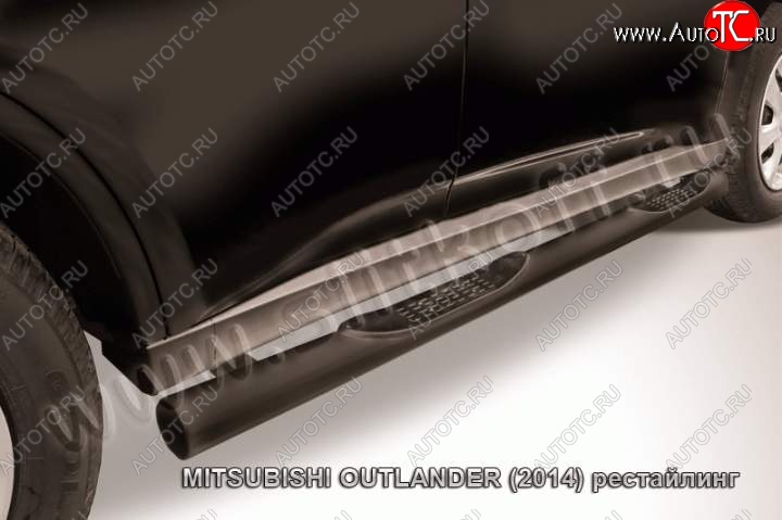 12 399 р. Защита порогов Slitkoff  Mitsubishi Outlander  GF (2015-2018) 2-ой рестайлинг (Цвет: серебристый)  с доставкой в г. Пермь