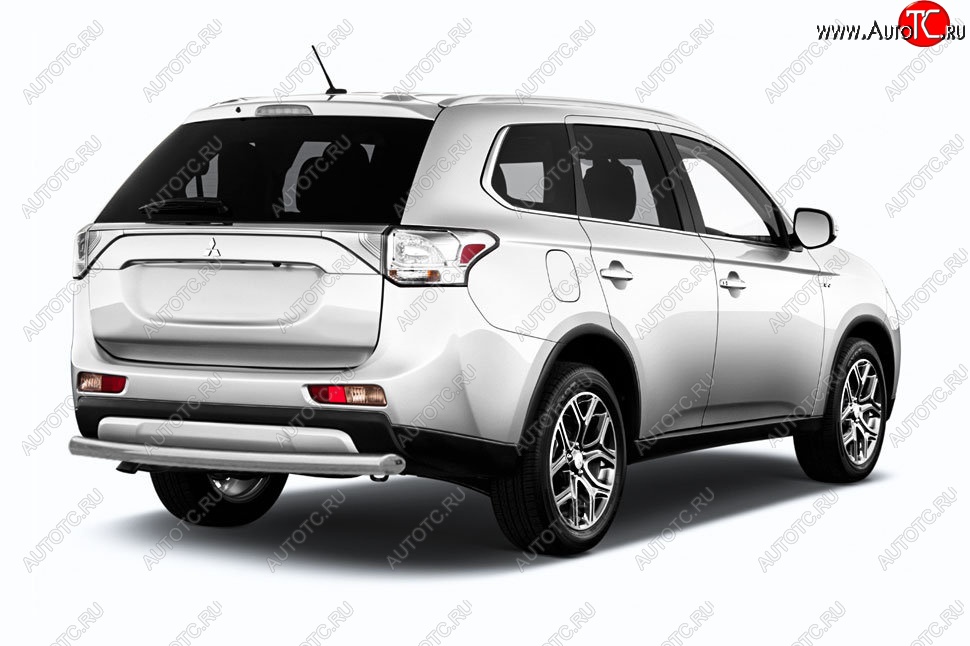 6 349 р. Защита заднего бампера Slitkoff (короткая, d57)  Mitsubishi Outlander  GF (2015-2018) 2-ой рестайлинг (Сталь с полимерным покрытием. Цвет: серебристый)  с доставкой в г. Пермь