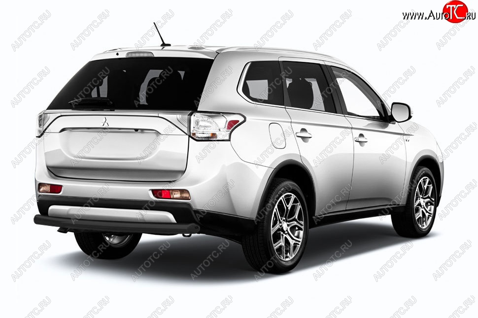 6 349 р. Защита заднего бампера Slitkoff (короткая, d57)  Mitsubishi Outlander  GF (2015-2018) 2-ой рестайлинг (Сталь с полимерным покрытием. Цвет: чёрный)  с доставкой в г. Пермь