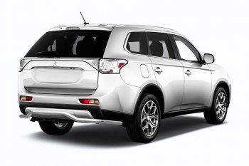 Защита заднего бампера Slitkoff (волна длинная, d57) Mitsubishi Outlander  GF (2015-2018) 2-ой рестайлинг (Сталь с полимерным покрытием. Цвет: серебристый)