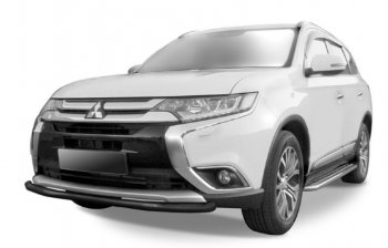 Защита переднего бампера Slitkoff (Ø 57 мм). Mitsubishi Outlander  GF (2015-2018) 2-ой рестайлинг (Сталь с полимерным покрытием. Цвет: черный)