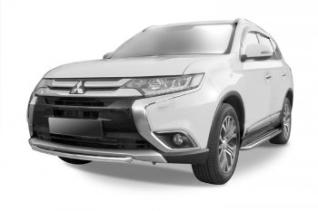 Защита переднего бампера Slitkoff (Ø 57, короткая) Mitsubishi Outlander  GF (2015-2018) 2-ой рестайлинг