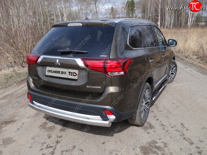 18 999 р. Защита заднего бампера (овальная) ТСС (нержавейка d75х42 мм)  Mitsubishi Outlander  GF (2015-2018) 2-ой рестайлинг  с доставкой в г. Пермь