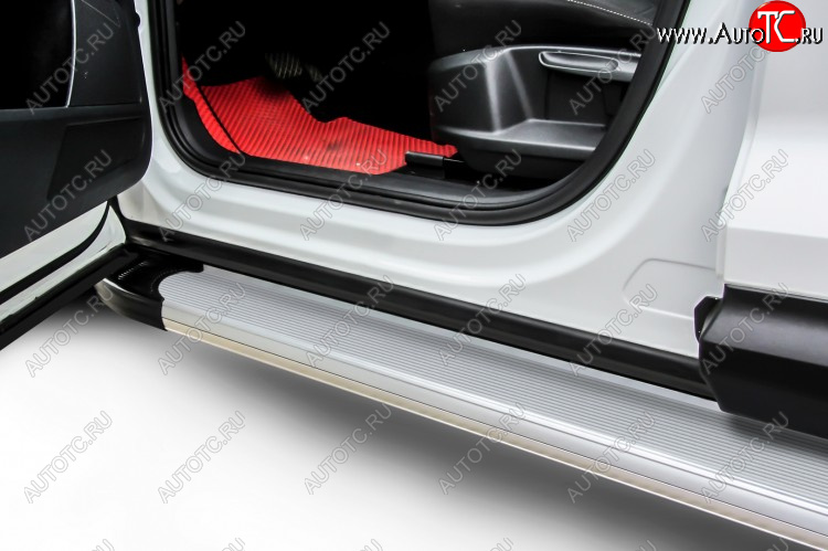 13 349 р. Пороги алюминиевые Slitkoff  Mitsubishi Outlander  GF (2015-2018) 2-ой рестайлинг (Optima Silver)  с доставкой в г. Пермь