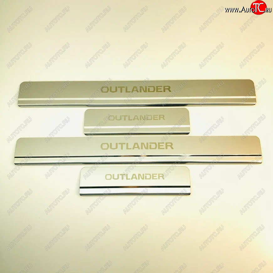 2 199 р. Накладки порожков салона INOX Mitsubishi Outlander GF 3-ий рестайлинг (2018-2022) (Нержавеющая сталь)  с доставкой в г. Пермь