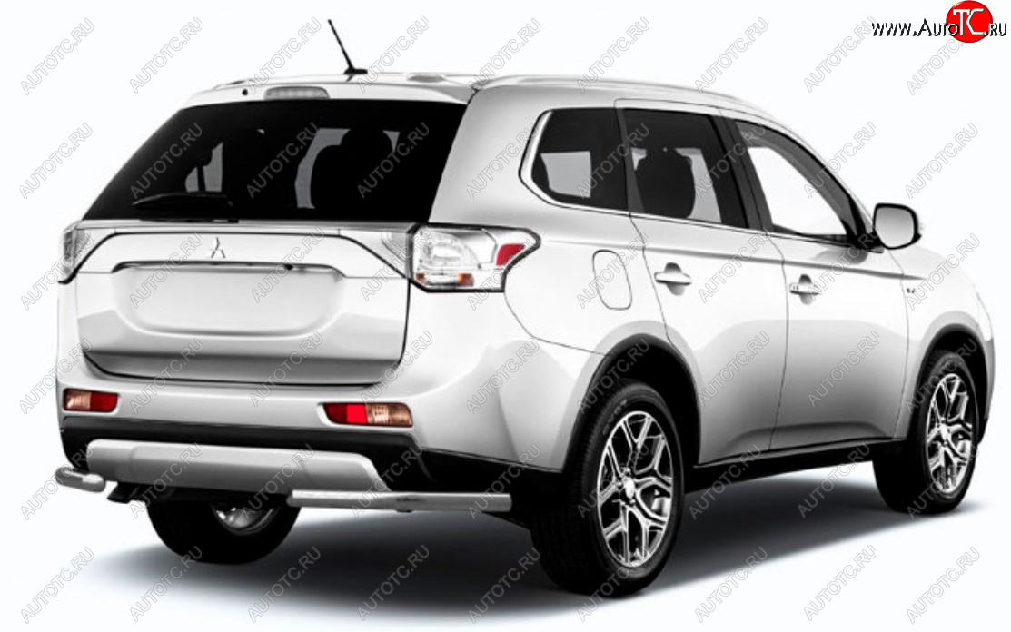6 349 р. Защита заднего бампера Slitkoff (Ø 57 мм)  Mitsubishi Outlander  GF (2015-2018) 2-ой рестайлинг (Сталь с полимерным покрытием. Цвет: серебристый)  с доставкой в г. Пермь