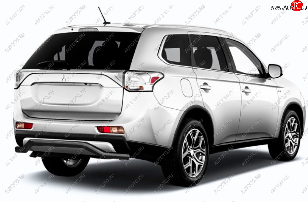 8 349 р. Защита заднего бампера Slitkoff (Ø 57, волна)  Mitsubishi Outlander  GF (2014-2016) 1-ый рестайлинг (Сталь с полимерным покрытием. Цвет: черный)  с доставкой в г. Пермь