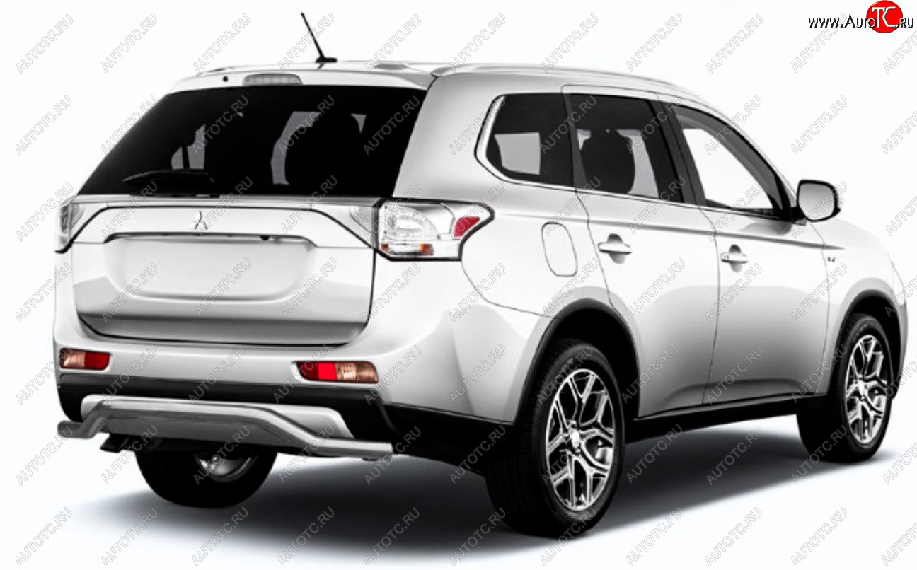 8 349 р. Защита заднего бампера Slitkoff (Ø 57, волна)  Mitsubishi Outlander  GF (2014-2016) 1-ый рестайлинг (Сталь с полимерным покрытием. Цвет: серебристый)  с доставкой в г. Пермь