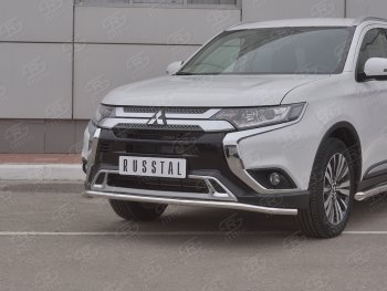 14 749 р. Защита переднего бампера (Ø42 мм, нержавейка) SLITKOFF Mitsubishi Outlander GF 3-ий рестайлинг (2018-2022)  с доставкой в г. Пермь. Увеличить фотографию 2