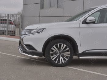 15 599 р. Защита переднего бампера (2 трубы Ø63 и 75х42 мм, нержавейка) Russtal Mitsubishi Outlander GF 3-ий рестайлинг (2018-2022)  с доставкой в г. Пермь. Увеличить фотографию 3