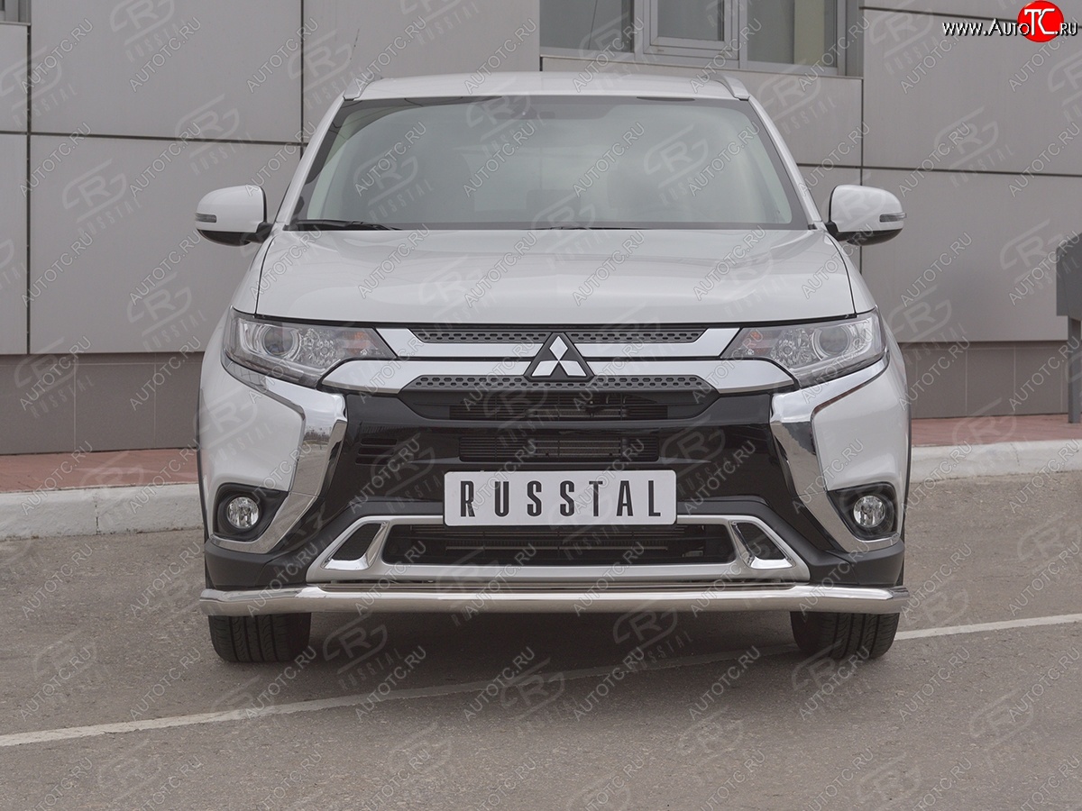 14 999 р. Защита переднего бампера (Ø 63 мм, нержавейка) SLITKOFF Mitsubishi Outlander GF 3-ий рестайлинг (2018-2022)  с доставкой в г. Пермь