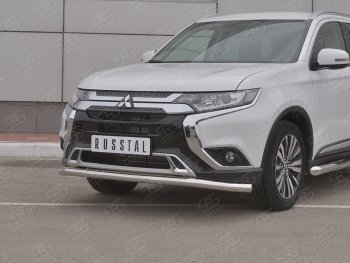 14 999 р. Защита переднего бампера (Ø 63 мм, нержавейка) SLITKOFF Mitsubishi Outlander GF 3-ий рестайлинг (2018-2022)  с доставкой в г. Пермь. Увеличить фотографию 2