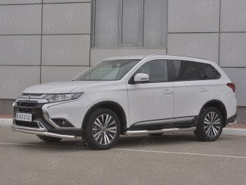 17 549 р. Защита переднего бампера (2 трубы Ø63 и 42 мм, нержавейка) SLITKOFF Mitsubishi Outlander GF 3-ий рестайлинг (2018-2022)  с доставкой в г. Пермь. Увеличить фотографию 2
