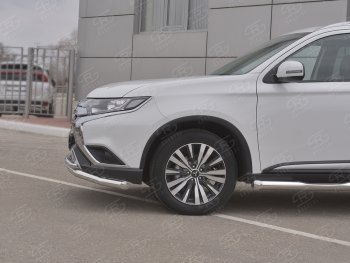 17 549 р. Защита переднего бампера (2 трубы Ø63 и 42 мм, нержавейка) SLITKOFF Mitsubishi Outlander GF 3-ий рестайлинг (2018-2022)  с доставкой в г. Пермь. Увеличить фотографию 3