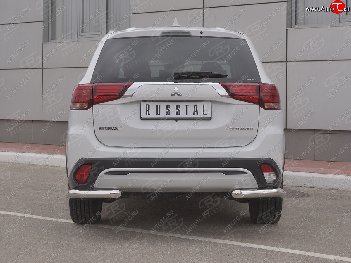 12 499 р. Защита заднего бампера (Ø63 мм уголки, нержавейка) SLITKOFF  Mitsubishi Outlander  GF (2018-2022) 3-ий рестайлинг  с доставкой в г. Пермь