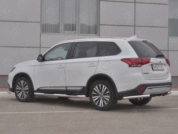 12 499 р. Защита заднего бампера (Ø63 мм уголки, нержавейка) SLITKOFF  Mitsubishi Outlander  GF (2018-2022) 3-ий рестайлинг  с доставкой в г. Пермь. Увеличить фотографию 2