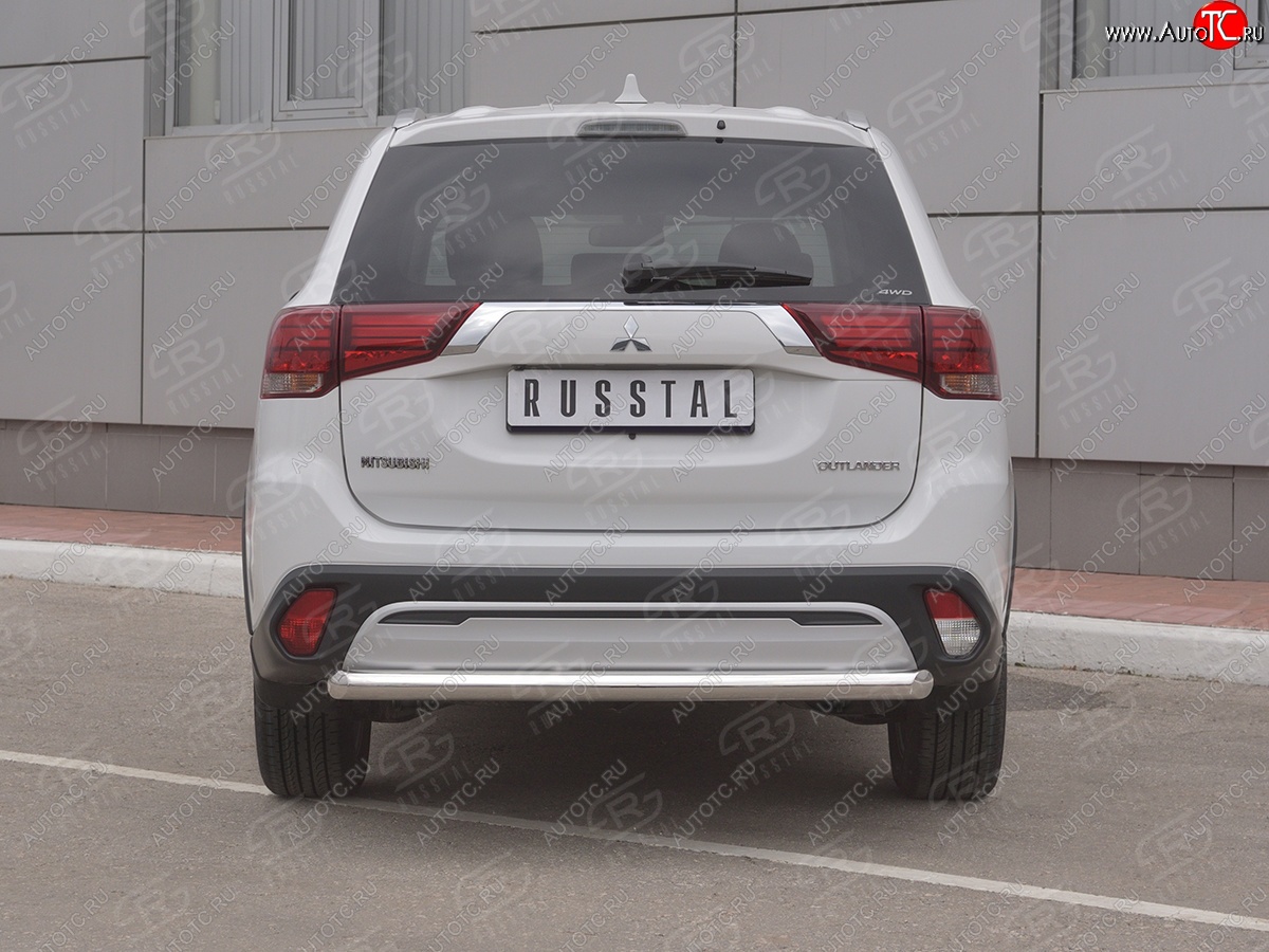 14 999 р. Защита заднего бампера (Ø63 мм, нержавейка) SLITKOFF  Mitsubishi Outlander  GF (2018-2022) 3-ий рестайлинг  с доставкой в г. Пермь