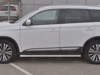 19 399 р. Защита порогов (Ø120x60 мм с проступью, нержавейка) Russtal Mitsubishi Outlander GF 3-ий рестайлинг (2018-2022)  с доставкой в г. Пермь. Увеличить фотографию 2