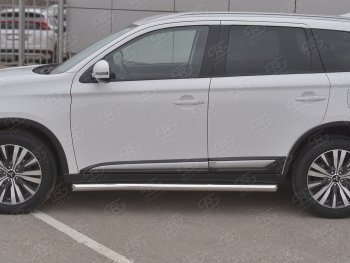 19 999 р. Защита порогов (Ø63 мм, нержавейка) SLITKOFF  Mitsubishi Outlander  GF (2018-2022) 3-ий рестайлинг (Металлические торцы под 45°)  с доставкой в г. Пермь. Увеличить фотографию 2