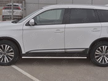 16 649 р. Защита порогов (Ø75x42 мм с проступью, нержавейка) Russtal Mitsubishi Outlander GF 3-ий рестайлинг (2018-2022)  с доставкой в г. Пермь. Увеличить фотографию 2
