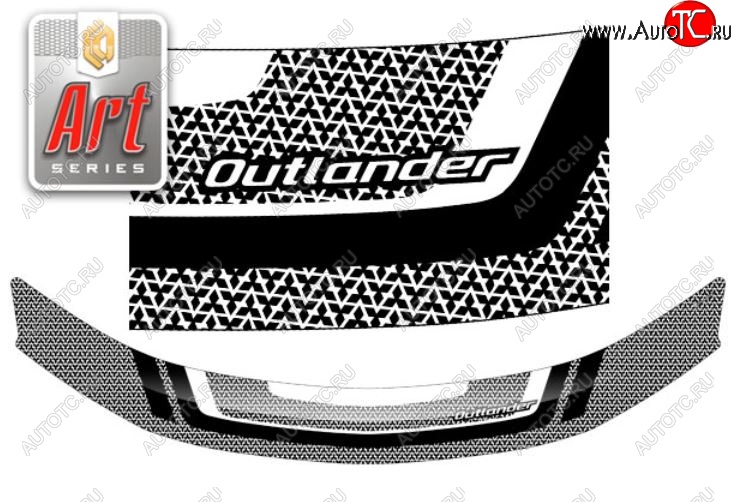 2 199 р. Дефлектор капота CA-Plastiс  Mitsubishi Outlander  XL (2005-2009) (CW)  дорестайлинг (Серия Art белая)  с доставкой в г. Пермь