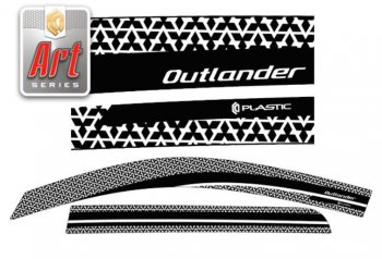 Дефлектора окон CA-Plastic Mitsubishi Outlander  XL (2005-2009) (CW)  дорестайлинг (Серия Art черная, Без хром.молдинга)