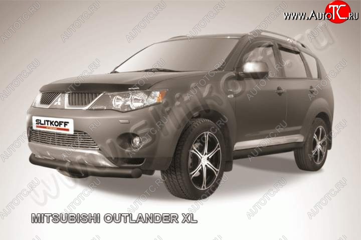 8 199 р. защита переднего бампера Slitkoff Mitsubishi Outlander XL (CW)  дорестайлинг (2005-2009) (Цвет: серебристый)  с доставкой в г. Пермь