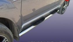 Защита порогов из трубы d76 мм с пластиковыми вставками для ног Slitkoff Mitsubishi Outlander  XL (2005-2009) (CW)  дорестайлинг