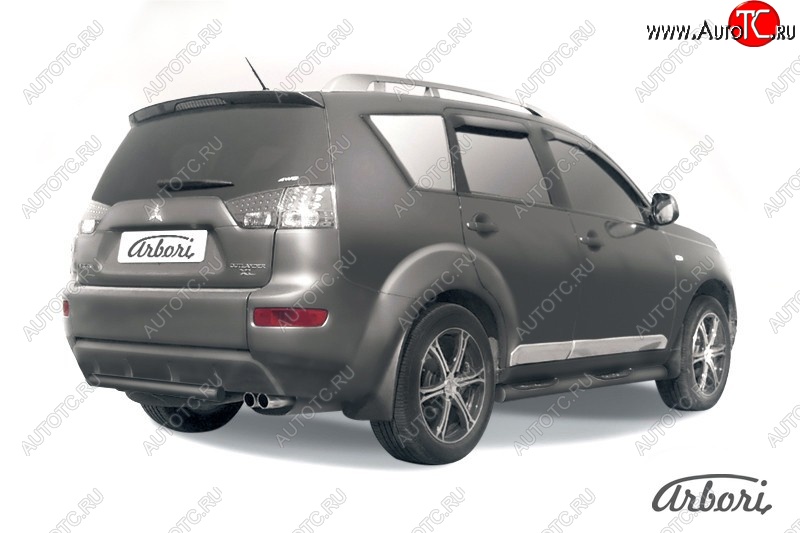 5 399 р. Защита заднего бампера Arbori (короткая, черная, 1 труба d57 mm). Mitsubishi Outlander XL (CW)  дорестайлинг (2005-2009)  с доставкой в г. Пермь