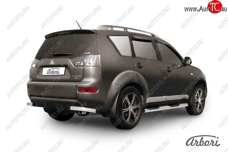 8 180 р. Защита заднего бампера Arbori (уголки, нержавейка, 1 труба d57 mm). Mitsubishi Outlander XL (CW)  дорестайлинг (2005-2009)  с доставкой в г. Пермь