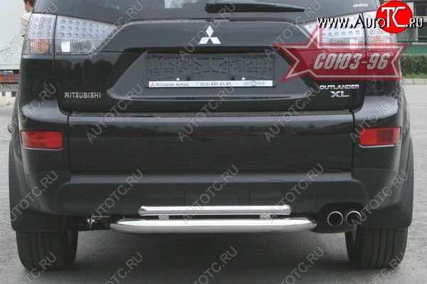 11 879 р. Двойная защита заднего бампера Souz-96 (d60/42) Mitsubishi Outlander XL (CW)  дорестайлинг (2005-2009)  с доставкой в г. Пермь