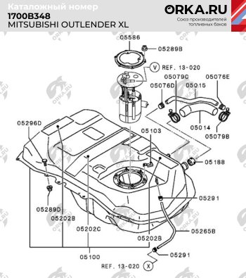 19 549 р. Бак топливный BAKPLAST (50 л., пластиковый, 2 WD) Mitsubishi Outlander XL (CW)  рестайлинг (2010-2013)  с доставкой в г. Пермь. Увеличить фотографию 2