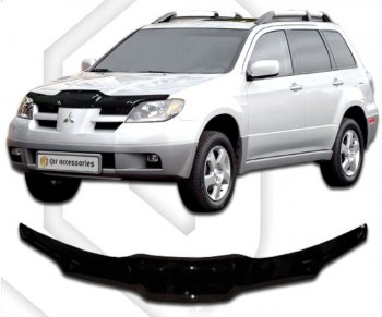 1 899 р. Дефлектор капота CA-Plastic Mitsubishi Outlander CU (2003-2009) (серия Classic черный)  с доставкой в г. Пермь. Увеличить фотографию 2