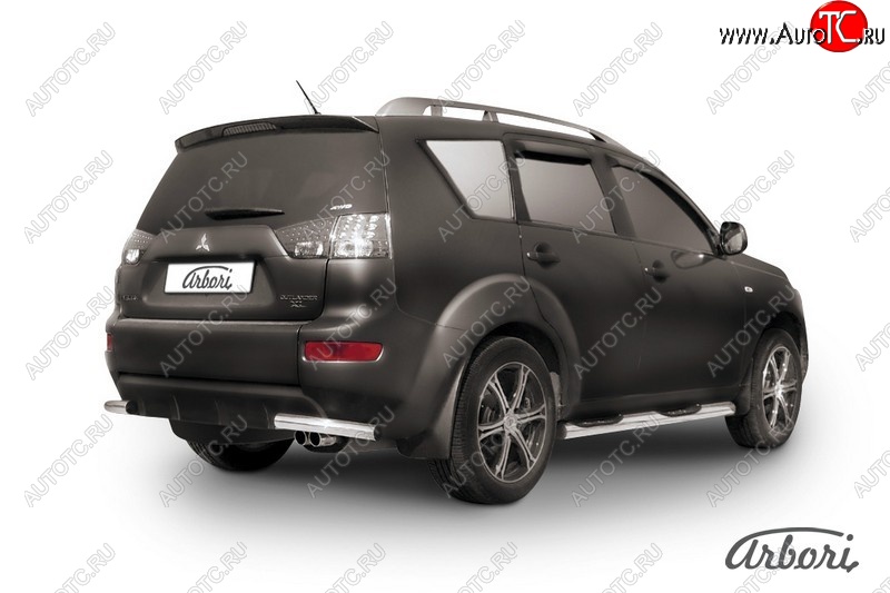 8 180 р. Защита заднего бампера Arbori (уголки, нержавейка, 1 труба d57 mm).  Mitsubishi Outlander  XL (2010-2013) (CW)  рестайлинг  с доставкой в г. Пермь