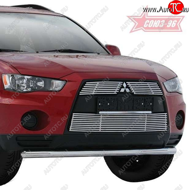 2 299 р. Декоративный элемент воздухозаборника Souz96 нержавеющая сталь Mitsubishi Outlander XL (CW)  рестайлинг (2010-2013) (Черные 10 мм)  с доставкой в г. Пермь