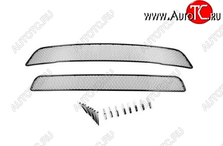 4 599 р. Сетка в воздухозаборник бампера Arbori (10 мм)  Mitsubishi Outlander  GF (2012-2014) дорестайлинг (Хром)  с доставкой в г. Пермь