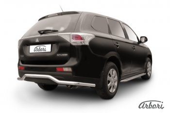 Защита заднего бампера Arbori (длинная, нержавейка, 1 труба d57 mm). Mitsubishi Outlander  GF (2012-2014) дорестайлинг
