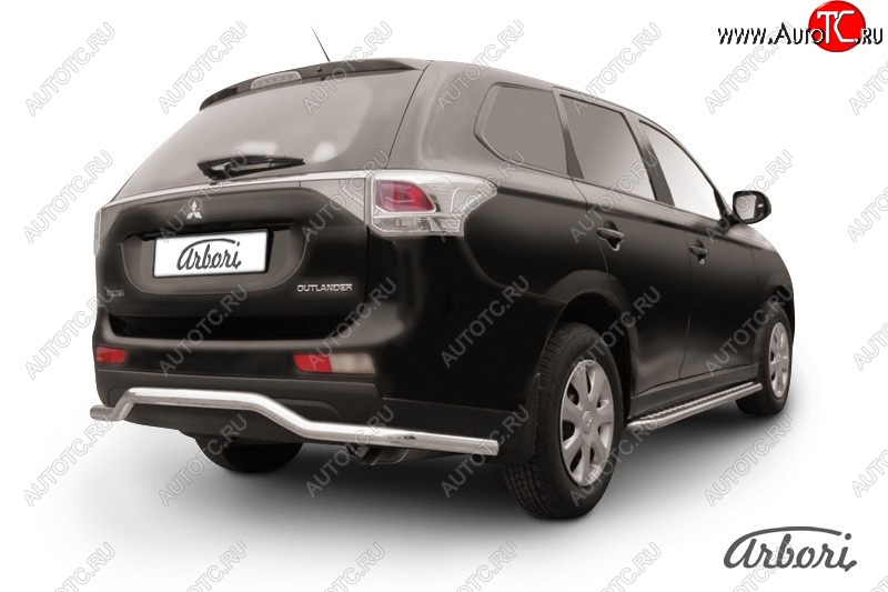13 229 р. Защита заднего бампера Arbori (длинная, нержавейка, 1 труба d57 mm).  Mitsubishi Outlander  GF (2012-2014) дорестайлинг  с доставкой в г. Пермь