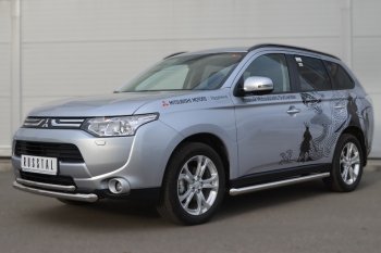 19 549 р. Защита порогов на SLITKOFF (труба D63)  Mitsubishi Outlander  GF (2012-2014) дорестайлинг (Защита порогов с со скосами на торцах (вариант 1))  с доставкой в г. Пермь. Увеличить фотографию 3