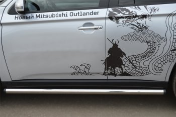 18 799 р. Защита порогов на SLITKOFF (труба D63)  Mitsubishi Outlander  GF (2012-2014) дорестайлинг (Защита порогов с загрушками на торцах (вариант 2))  с доставкой в г. Пермь. Увеличить фотографию 3