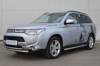 18 799 р. Защита порогов на SLITKOFF (труба D63)  Mitsubishi Outlander  GF (2012-2014) дорестайлинг (Защита порогов с загрушками на торцах (вариант 2))  с доставкой в г. Пермь. Увеличить фотографию 4
