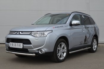 9 749 р. Защита порогов на SLITKOFF (труба D63) Mitsubishi Outlander GF дорестайлинг (2012-2014) (Защита порогов с закругленными торцами (вариант 3))  с доставкой в г. Пермь. Увеличить фотографию 2