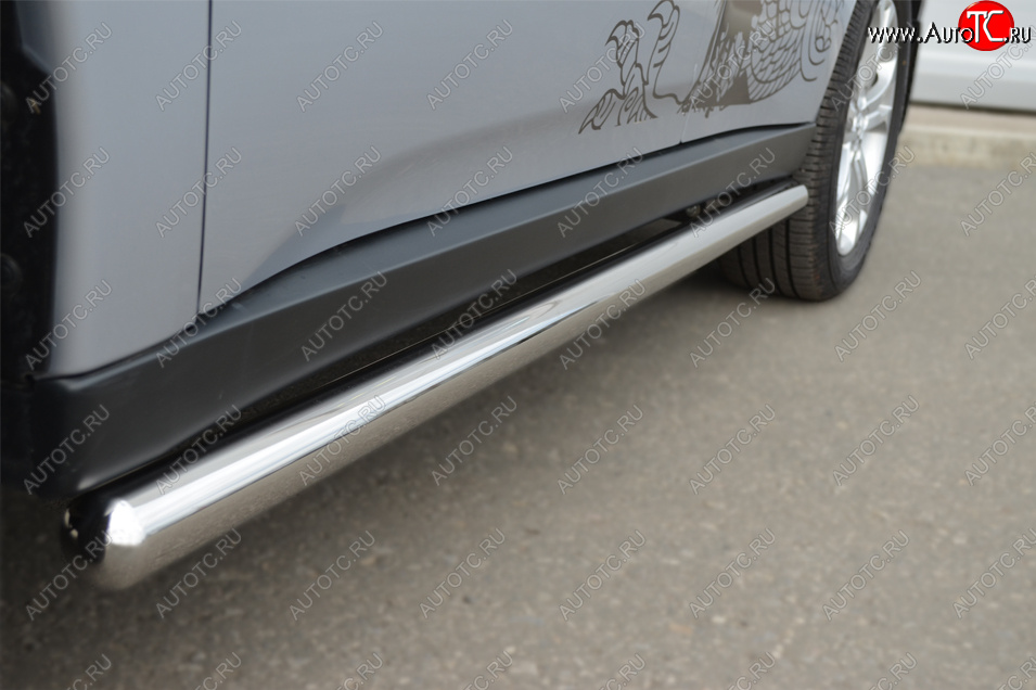 9 749 р. Защита порогов на SLITKOFF (труба D63) Mitsubishi Outlander GF дорестайлинг (2012-2014) (Защита порогов с закругленными торцами (вариант 3))  с доставкой в г. Пермь